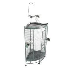 A&E Cage CC2525 Black 36 X 25 X 66 In. Medium Corner Cage With PlayTop, Black