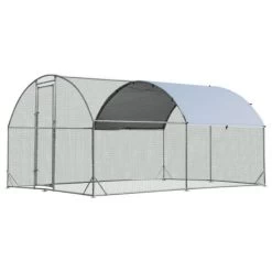 Total Tactic PW10019 12.5 Ft. Large Metal Chicken Coop Outdoor Galvanized Dome Cage With Cover - Medium