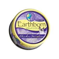 Earthborn Holistic Grain-Free Wet Canned Cat Food -Pet Products Chicken Fricatsse 5.5 oz Can Top