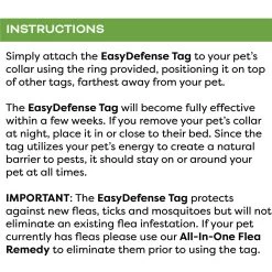 Only Natural Pet Easy Defense Flea & Tick Tag For Dogs & Cats 18 Only Natural Pet Easy Defense Flea & Tick Tag For Dogs & Cats -Pet Products Flea Tick Tag Instructions