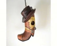 Songbird Essentials SE3880213 Cowboy Boot With Hat Birdhouse