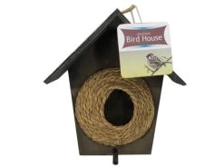Kole Imports GE538-3 Wood & Jute Outdoor Bird House With Perch - Pack Of 3