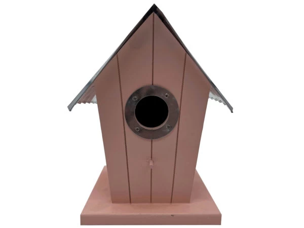 Kole Imports GH939-8 Wood Birdhouse With Tin Roof - Pack Of 8 3 Kole Imports GH939-8 Wood Birdhouse With Tin Roof - Pack Of 8