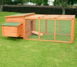 Online Gym Shop CB16055 Wood Chicken Coop Rabbit Hen House Nest Huge Run Backyard Poultry Cage