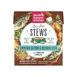 The Honest Kitchen One Pot Stew Dog Wet Food -Pet Products OnePotStewSimmeredSalmon ChickenStewwithBroccoli BrownRice10.5ozCarton