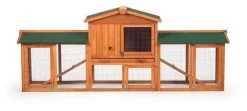 Prevue 4600 Rabbit Hutch With Double Run, Maple & Green
