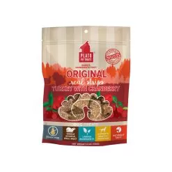 Plato Original Real Strips Meat Bars Soft Treats For Dogs -Pet Products Plato Jerky TurkeyCranberry Front