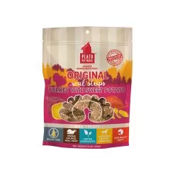 Plato Original Real Strips Meat Bars Soft Treats For Dogs -Pet Products Plato Jerky TurkeyPotato Front