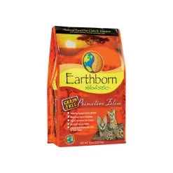 Earthborn Holistic Grain-Free Natural Dry Cat & Kitten Food -Pet Products Primitive Feline Cat Food 5 lb Bag Left Angle