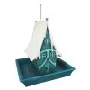 Red Carpet Studios 45129 Resin Bird Feeder With Frosted Roof, Blue & White