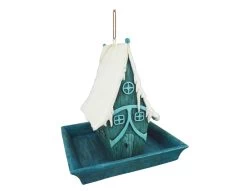 Red Carpet Studios 45129 Resin Bird Feeder With Frosted Roof, Blue & White
