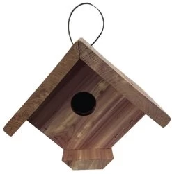 Red Carpet Studios 49069 Cedar Outdoor Hanging Bird House With Wood Wren, Red - Set Of 2