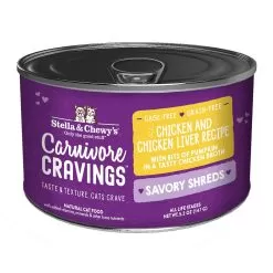 Stella & Chewy's Carnivore Cravings Savory Shreds Chicken & Chicken Liver Wet Cat Food -Pet Products Stella Chewy sCarnCravSavoryShredsChicken ChickenLiver5.2ozCan