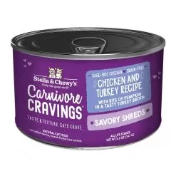 Stella & Chewy's Carnivore Cravings Savory Shreds Chicken & Turkey Wet Cat Food -Pet Products Stella Chewy sCarnCravSavoryShredsChicken Turkey5.2ozCan
