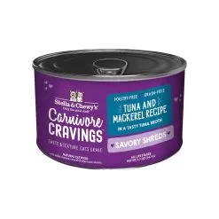 Stella & Chewy's Carnivore Cravings Savory Shreds Tuna & Mackerel Wet Cat Food -Pet Products Stella Chewy sCarnCravSavoryShredsTuna Mackerel5.2ozCan
