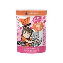 Best Feline Friend PLAY! Pate Lovers Aw Yeah Grain-Free Wet Cat Food Pouches -Pet Products TunaSalmonShhhFront