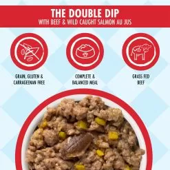 Weruva Dogs In The Kitchen Wet Dog Food -Pet Products WeruvaDogsintheKitchenWetDogFoodTheDoubleDipwithBeef WildCaughtSalmonAuJusInfographic