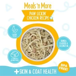 Weruva Meals 'n More Skin & Coat Wet Dog Food -Pet Products WeruvaMeals nMoreSkin CoatWetDogFoodPawLickin ChickenInfographic