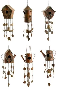 Zaer LS132817 Assorted Style Hanging Birdhouse Wind Chimes - Set Of 6
