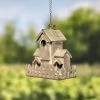Zaer ZR175618-GV5 11.25 X 6.5 X 13.58 In. Hanging Galvanized Birdhouse, Family Home