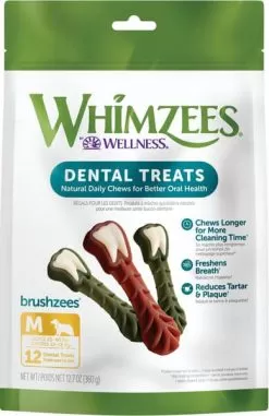 Whimzees Vegetarian Dental Chews For Dogs -Pet Products brushzeesmedium